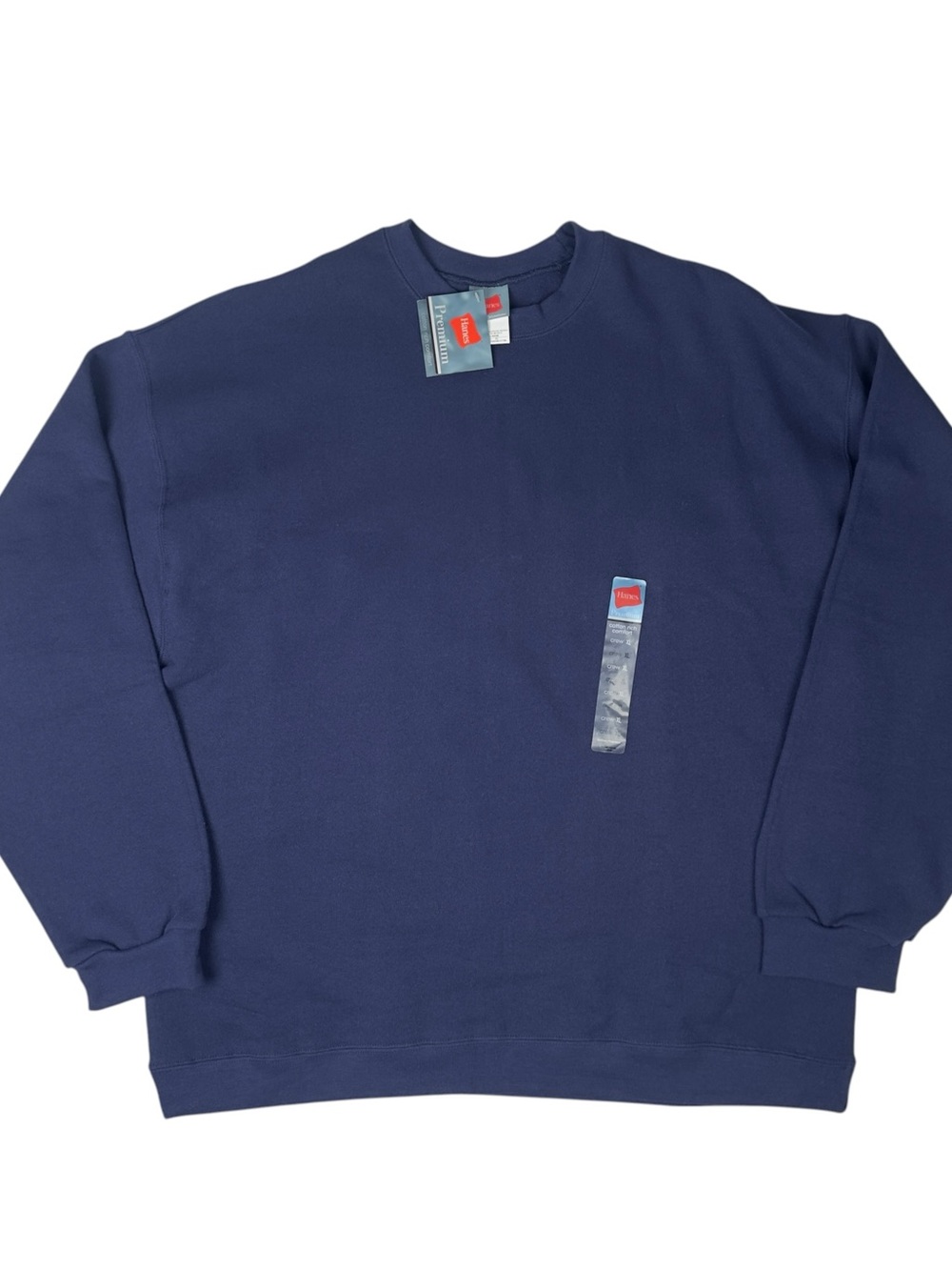 Vtg 2002 Hanes Premium Sweatshirt Mens XL Navy Blue Blank Crewneck Fleece NWT